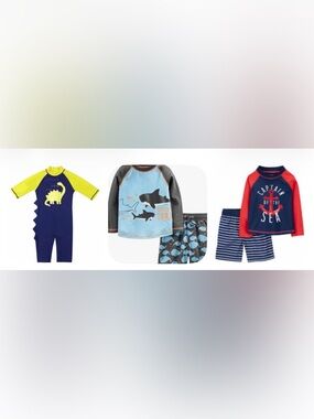 Navy and Lime Dino One-Piece Kids Rashguard Swimsuit